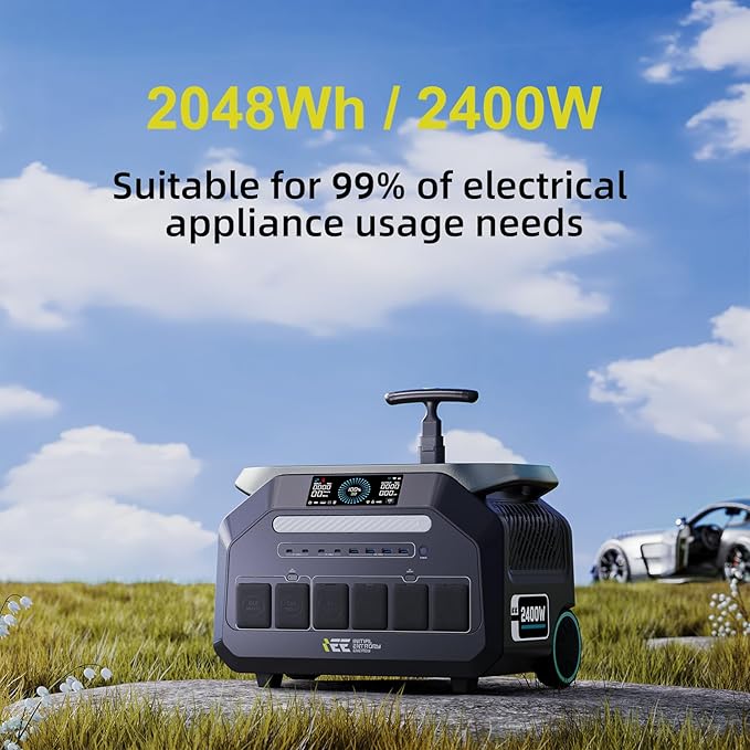 IEE P2400 Solar Generator,2400W/2048Wh Solar power station(4800W Peak),1800W Super Fast Charging, LiFePO4 (LFP) Battery,APP Control Emergency Power Station for Home, Camping, RV and Power Outages