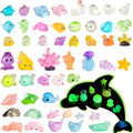 Luminous Mini Resin Ocean Animals Tiny Resin Sea Animal Tiny Turtle Octopus Dolphin Shark Miniature Figurines for Fish Tank Decorations, Glow in The Dark for Garden Miniatures Accessories 50 pcs
