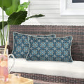 Magpie Fabrics Pack of 2 Outdoor Waterproof Lumbar Rectangular Throw Pillow with Insert, Home Decorative Toss Pillows All Weather Cushion for Patio Garden Car Office (12x20 Inch, Morgan Medal Print)