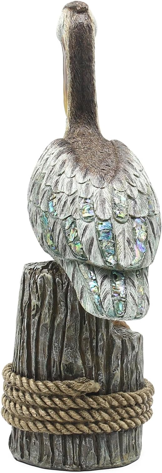 Lukitas Standing Pelican Statue and Sculpture Decor, Coastal Beach Bird Figurine, Creative Decorative Ornament for Home Garden Lawn Outdoor, Resin 14''