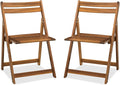 Acacia Wooden Chairs Set of 2, Folding Waterproof Small Patio Chairs with Waterproof and UV Coating, Indoor Outdoor Bistro Set for Garden Balcony Patio Lawn Living Room