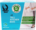 Hippo Sak - Plant Based Tall Kitchen Garbage Bags with Ergonomic Handles - 13 Gallon Trash Bags - Recyclable & Reduced Carbon Footprint - Super Strong and Leak Proof Tall Kitchen Trash Bags (45 Count)