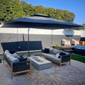 PURPLE LEAF 9' X 12' Cantilever Outdoor Umbrellas Large Patio Umbrella Hanging Double Top Rectangle Offset Umbrella with 360°Rotation Tilting Umbrella Outdoor Patio, Grey