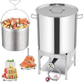 ARC 100QT Stainless Steel Pot with 200,000 BTU Propane Burner - Seafood Boil Pot, Crab Boil Pot, Lobster Pot, Shrimp Boil Pot, Tamale Steamer Pot with Basket and Turkey Fryer Burner