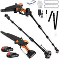 2-IN-1 Cordless Pole Saw & 8" Mini Chainsaw Battery Powered, Electric Pole Saws for Tree Trimming with 2 x 21V Batteries, Handheld Chainsaw & Pole Saw Combination