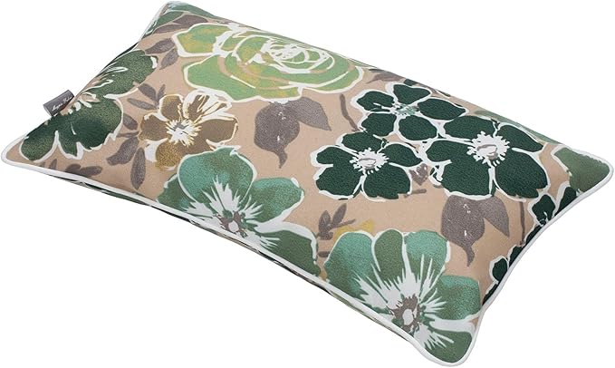Magpie Fabrics Patio Lumbar Pillow Covers ONLY 20"x12", Set of 2, Outdoor Indoor Cushion Cases Decorative Throw Rectangular Pillowcase Shell for Couch Garden - Green Floral