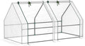 Outsunny 6' x 3' x 3' Mini Greenhouse with Zippered Doors & Roll-up Windows, Portable Plant Hot House with Durable PE Cover, Water Resistant, UV Protected for Outdoor Flowers, Vegetables, White