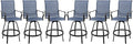 Vongrasig 6 Piece Patio Swivel Bar Chairs, All Weather Metal Textile High Swivel Bar Stools Chairs, Outdoor High Top Bistro Set for Backyard, Lawn Garden, Balcony, Denim Blue
