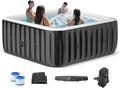 NAIZEA Inflatable Hot Tub - Outdoor Hot Tubs 2 to 4 Person, Portable Blow Up Spa Square Portable Hot Tub, 120 Soothing Bubble Air Jets, Cover, 2 Filter, 158 Gallon,57x57x25in