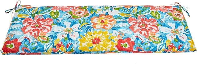 BrylaneHome Bench Cushion - 48" L x 18" W x 3" H - Patio & Outdoor - Water, Stain & Fade Resistant - Poppy Blue