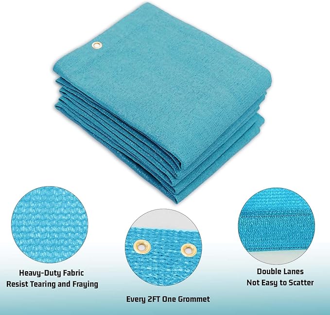 SUNNY GUARD Shade Cloth Custom Size 11x16 FT Sun Shade Screen Fabric Shade Cover Tarp with Grommets for Pergola Backyard Garden, Turquoise(We Customized)