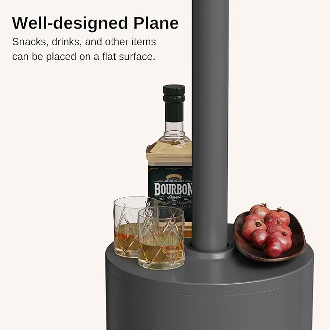 EAST OAK 50,000 BTU Patio Heater for Outdoor Use With Round Table Design, Double-Layer Stainless Steel Burner and Wheels, Outdoor Patio Heater for Home and Commercial, Gray, 31.9 x 31.9 x 86.6 inches