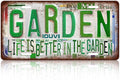 Vintage Garden Metal Tin Sign License Plate Wall Decor for Garden Lover 12 x 6 Inches - life is better in the garden