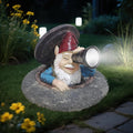 Garden Gnomes Statue ， Solar Garden Decor ， Dwarf Statue Hiding Under a Manhole Cover， Suitable for Yard, Lawn, Patio's Outdoor Decor, Gnomes Figurine Ideal for Holiday Giving
