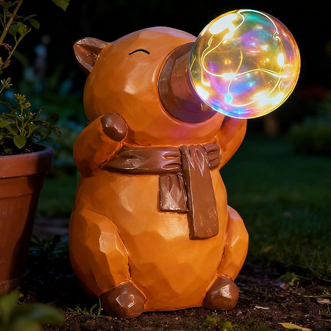 Capybara Solar Lights Outdoor Waterproof Garden Statue with Lights for Women Mom Grandma Garden Decor for Outside Patio Yard Porch