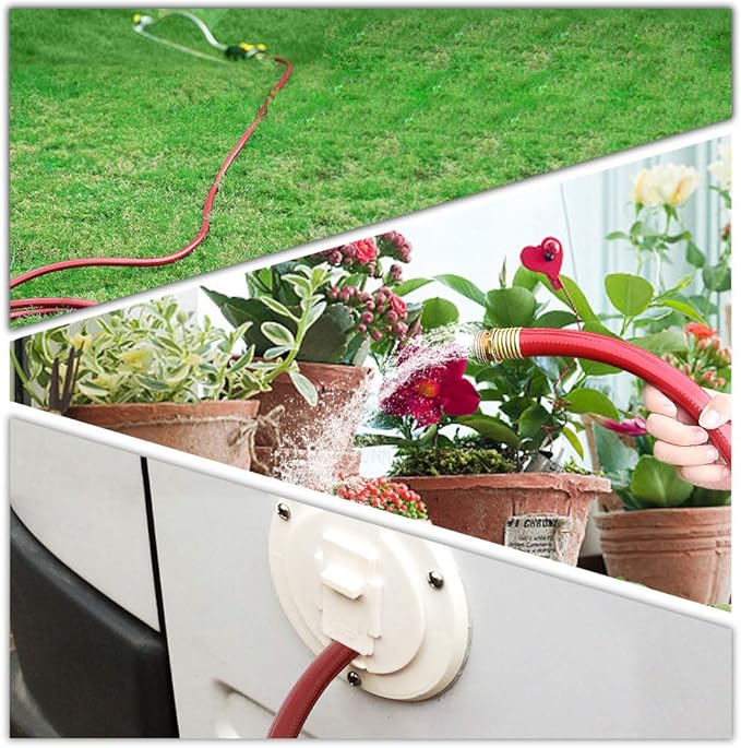 Solution4Patio Homes Lead-in Red Garden Hose 5/8 in. x 25 ft. -Kink Free, No Leaking, Male/Female Fittings -Heavy Duty Durable Flexible Lightweight Water Pipe -Brass Aluminum Ends for Household & Yard