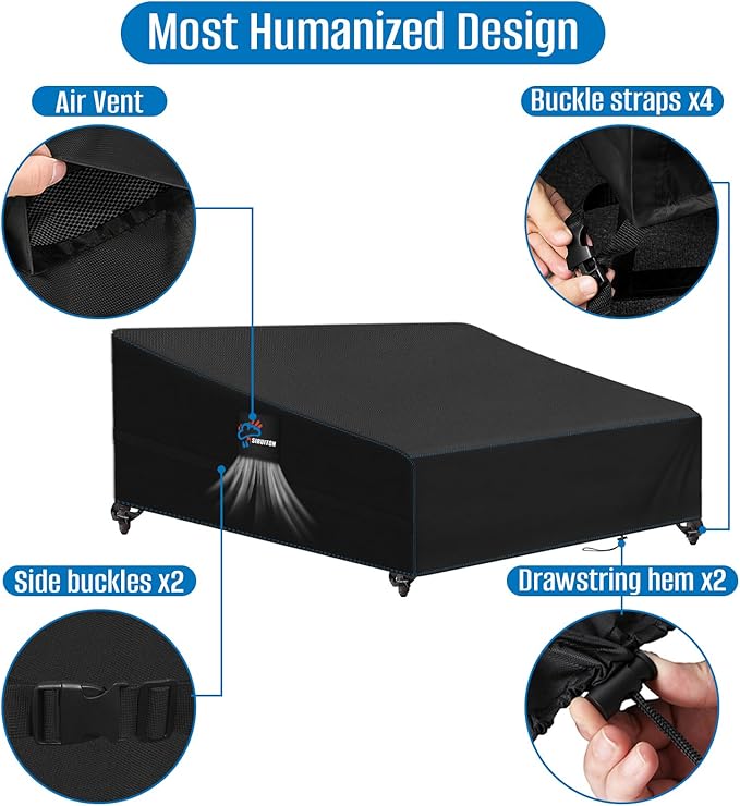SIRUITON Garden Patio Rattan Daybed Cover Patio Bed Cover 69" W x 71" D x 31.5" H,Heavy Duty 420D Oxford Waterproof Outdoor Double Sofa/Patio Bed Lounger Covers