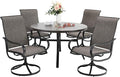 Sophia & William Outdoor Dining Set Patio Dining Set for 4 Round Patio Table and Chairs Set 5 Pieces with Swivel Patio Chairs 42" Metal Table for Garden Pool All Weather Brown