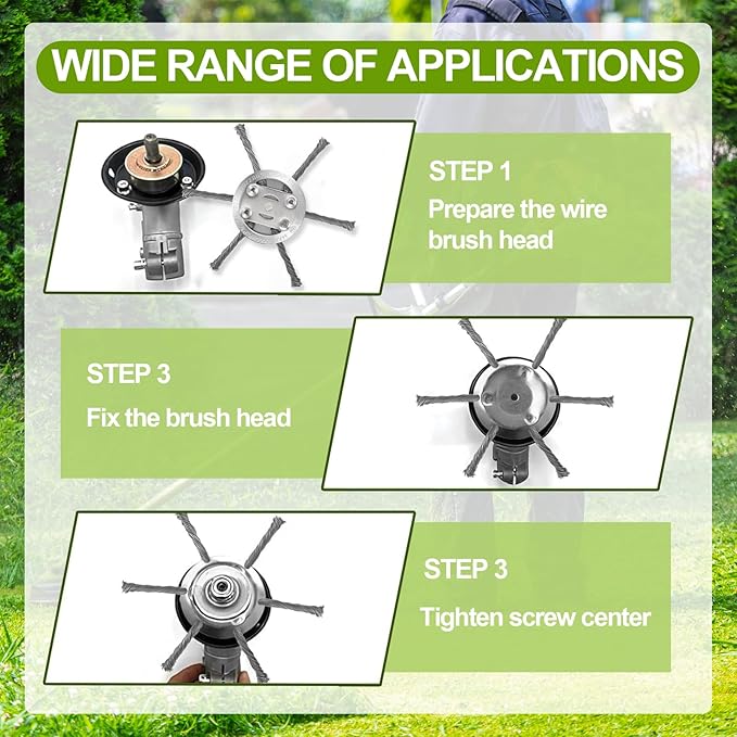 2025 New Upgrade 6 Inches Steel Wire Grass Trimmer Head Universal Steel Wire Weed Eater Head String Trimmer Replacement Brush Blade for Electric Battery Powered Cordless String Cutter (1Pc 6 Blades)