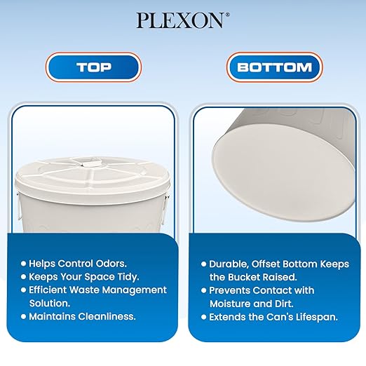 Plexon Large Metal Trash Can with Lid 20 Gallon, Decorative Outdoor Trash Can, Heavy Duty Galvanized Metal Bucket with Lid for Kitchen Garage Farmhouse, Beige, 3 Pack