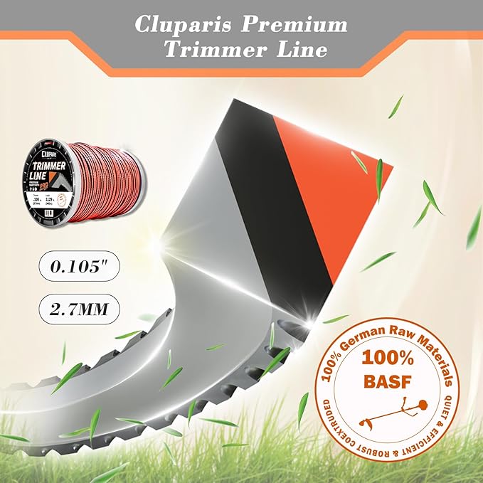 Cluparis 5-Pound 105 Heavy Duty Sawtooth Trimmer Line, 0.105" x 1129-Foot Sawtooth Weed Eater String Fits Medium & Heavy Grass & Weeds,105 Trimmer String Weed Wacker for Weedeater Line of Nylon
