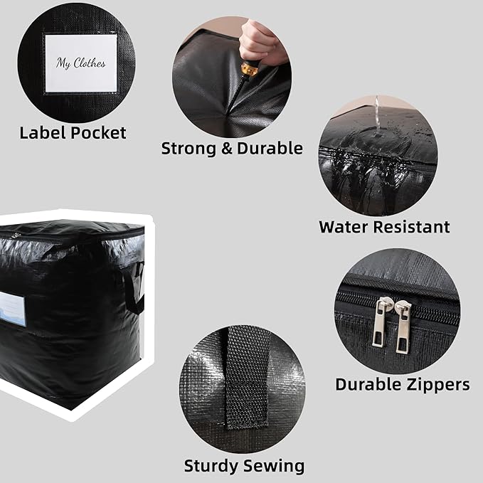 91L Storage Bags for Clothes, Moving Bags Heavy Duty Extra Large with Reinforced Handle, Storage Containers for Organizing Bedding, Blanket, Sheets, Pillows, Toys, Christmas Decorations