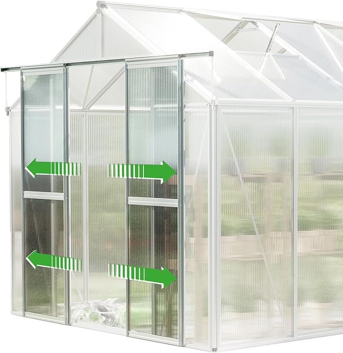 Greenhouse Saphir 3 Aluminum Frame 8.5 x 6.4 ft with Approx. 8 mm Polycarbonate Panels