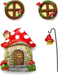 Fairy Door and Windows Garden Kit Accessories Outdoor, Glow in Dark Gnome House for Tree, Lawn Yard Art Sculpture, Miniature Garden Decor (Mushroom)