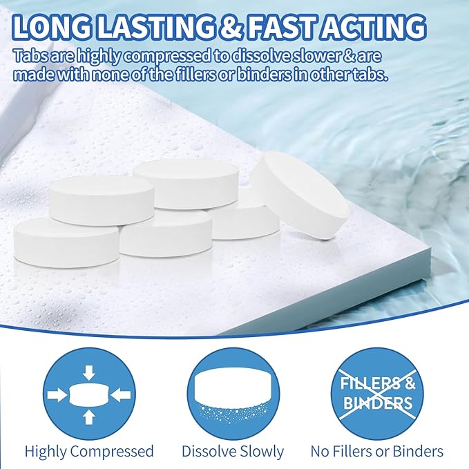 Chlorine Tablets 3 inch 5 Pounds, TABIT Swimming Pool Long Lasting Chlorinating Tablets, Slow Dissolving, Tri-Chlor for Swim Pool, Hot Tubs, Spa