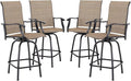 Sophia & William Patio Swivel Bar Stools Set of 4, Bar Height Patio Chair, High Top Patio Chairs, Supports 300 lbs (Brown Fabric)