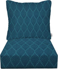 RSH DECOR Deep Seating Cushion with Pillow Back | 22” x 25” Seat | Water and Fade-Resistant Spun Fabric | Outdoor Chair Cushion Set for Patio Furniture | Fenbrook Blue