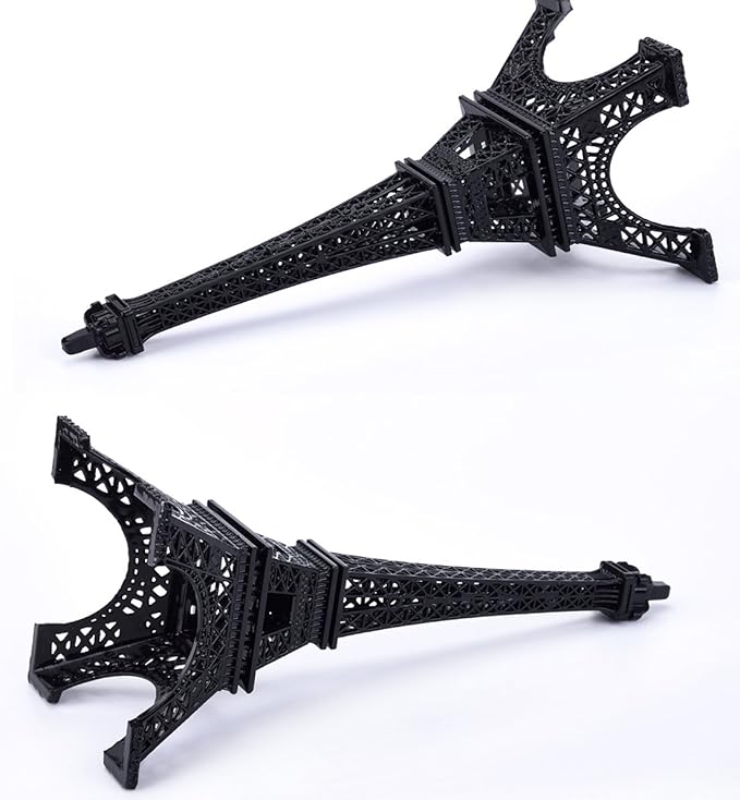 ESHATO Black Metal Eiffel Tower Statue, 7inch Decorative Figurine Replica Stand Holder for Cake Topper Table Decor Gift Party Home Decoration
