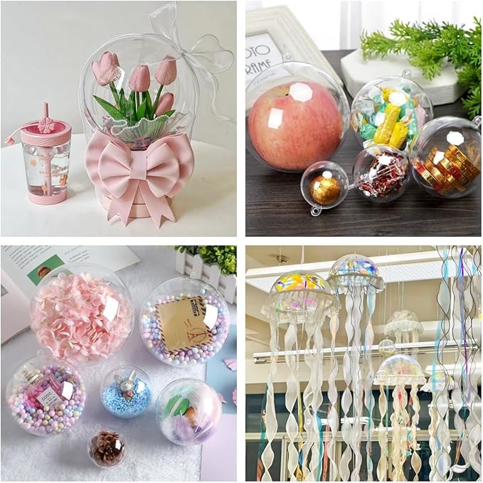 Acrylic Hollow Ball, Clear Plastic Fillable Ornaments Ball, DIY Clear Plastic Balls for New Years Present,Xmas Tree,Home Decoration,Wedding,Party (10cm/3.94inch,10PCS)