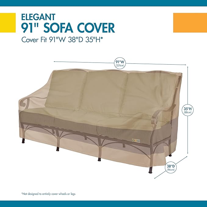 Duckcovers Elegant Waterproof 93 Inch Patio Sofa Cover, Patio Bench Cover