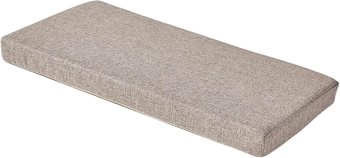 48 x 18 Inch Piano Bench Cushions for Indoor Furniture with Ties Non Slip Kitchen Dining Room Bench seat Cushion for Shoe Storage Ottoman Window Settee Pad，Khaki