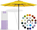 Midtown Umbrellas Push and Pop 10 Feet Outdoor Umbrella, Sunflower (Yellow) Polyester Fabric - Fiberglass Ribs Deck Patio Umbrella, Backyard Umbrella, Garden Umbrella & Pool Umbrella - Black Pole