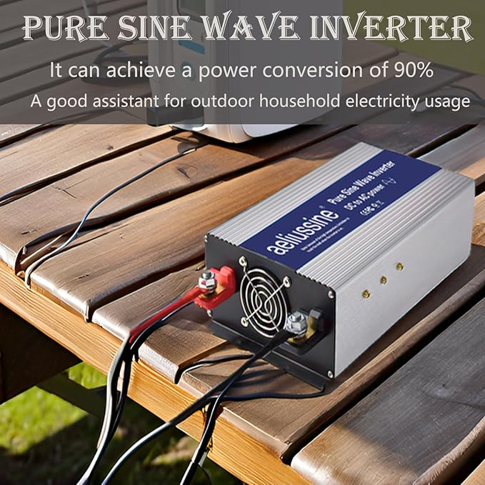 2000W Pure Sine Wave Inverter-24V DC to 110V 120V AC Power Converter with 4 AC Outlets, 24 Volt Power Inverter for Truck, Rv, Camping, Home, Emergency Pow