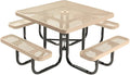 COATEDOUTDOORFURNITURE Heavy-Duty Portable Outdoor Picnic Table with Umbrella Hole, Expanded Metal Commercial-Grade Patio Dining Furniture Made in America (46" Square Top, Tan)