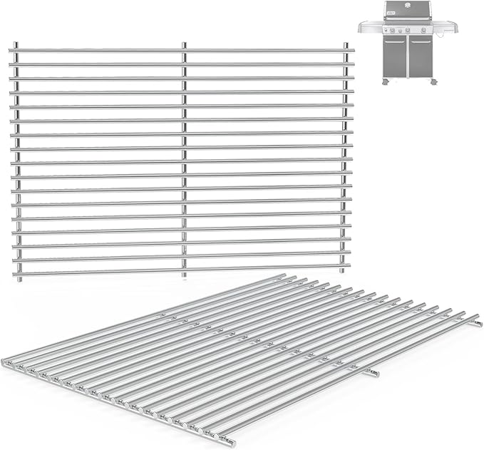 7528 7524 19.5" Grill Grates for Weber Genesis 300 Series Genesis E310 E320 E330 S310 S320 S330 EP310 EP320 EP330 for Weber Genesis 300 Grill Parts, 7MM Stainless Steel