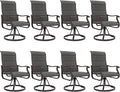 Amopatio Padded Patio Swivel Chairs Set of 8, Outdoor Dining Chairs with Ultra Soft Textilene High Back Seat & Metal Rocker Frame, for Backyard Deck Lawn Garden, Dark Grey