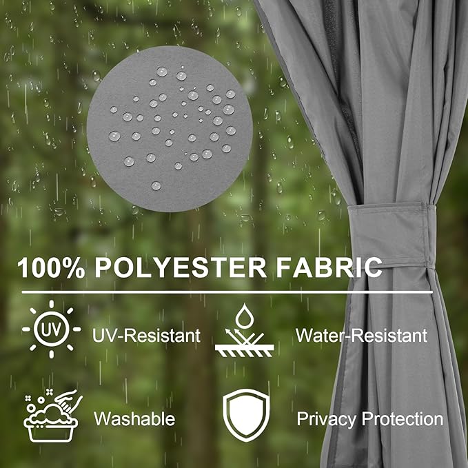 BPS 10' x 10' Gazebo Curtain Privacy 4-Panel Sidewall Outdoor Replacement Shade (Only Curtain)