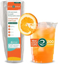 ECO SOUL 100% Compostable, Disposable Party Cups | Eco-friendly Party Cups | (200 Count, 16 oz Cold Cups)
