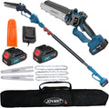 Electric Pole saw, Cordless Pole Saw Battery Powered, Pole Chainsaws for Tree Trimming, 15Ft Reach Power Pole Saws with 2*MAX Batteries