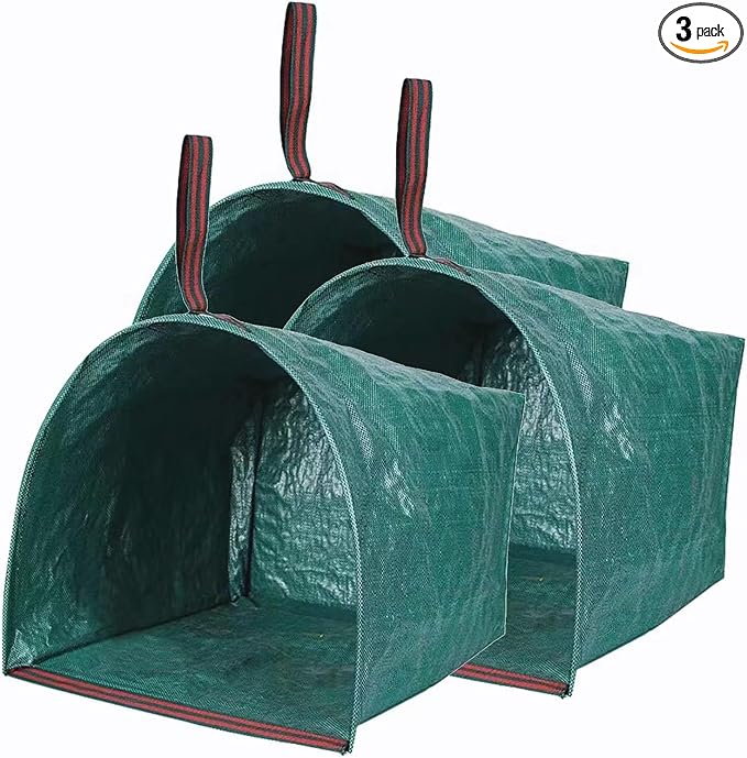 Reusable Lawn & Garden Bags, 3-Pack, Yard Leaf Waste Bags,Large Yard Dustpan-Type Garden Bag for Collecting Leaves,Collapsible Trash Can for Parties, Laundry,Yard Waste, or Camping Accessories