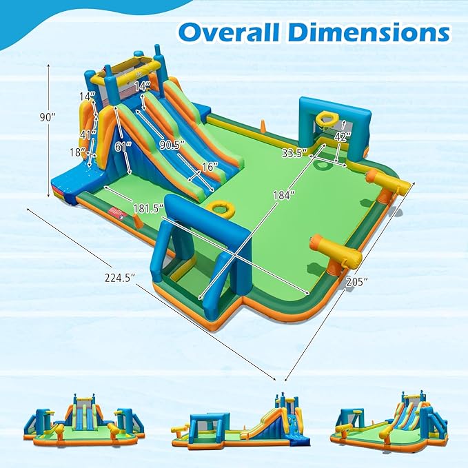 BOUNTECH Inflatable Water Slide, 19x17FT Mega Waterslide Park Dual Long Slides for Racing Fun w/Dual Climbing Wall, Large Splash Pool, Water Slides Inflatables for Big Kids and Adults Outdoor Backyard