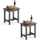 LUE BONA Outdoor Side Table Set of 2, HDPS Small Outdoor Table, Adirondack Side Table,Outside End Table for Patio, Porch, Pool, Weather Resistant/Easy Maintenance/Indoor or Outside Use, Dark Gray