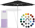 Midtown Umbrellas Push Pop Sunbrella Umbrella 9 Feet Outdoor Umbrella in Spectrum Carbon Acrylic - Patio, Backyard, Garden, Picnic Table & Pool - Black Pole