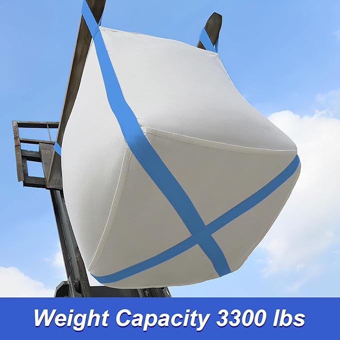 10 Pack FIBC Bulk Bag, 1.5 Ton Bag, 35"L x 35"W x 43"H, 3300lbs SWL, Duffle Top Flat Bottom, Heavy Duty Bulk Bags for Industry Agriculture