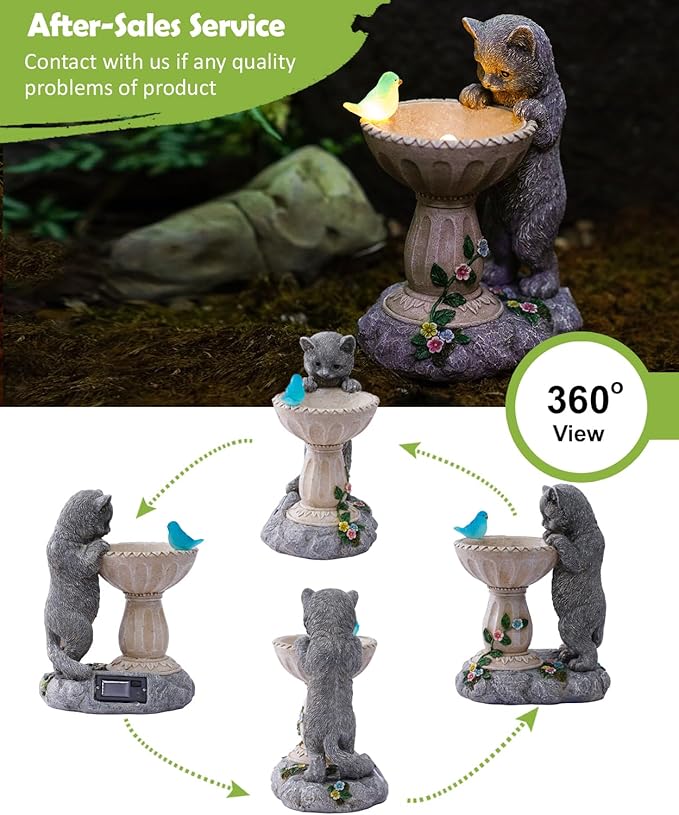 Nacome Solar Cat Garden Decor: Outdoor Statues Ornaments for Outside Decorations Yard Art Lawn Porch Patio Balcony - Christmas Birthday Gifts Choice for Mom Grandma Women Lover