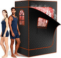 DoCred Upgraded 2 Person Portable Infrared Sauna Box, Extra Large Portable Steam Sauna for Home,Personal Sauna Tent Full Body with 2 Steamers, 2 Folding Chair,Remote Control
